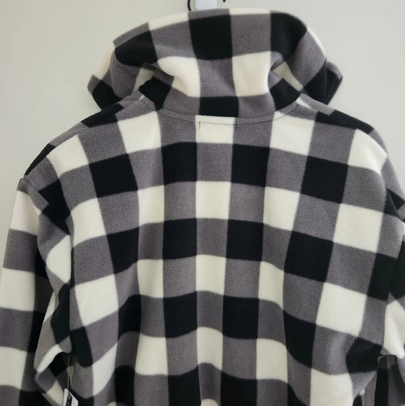 NWT BP | Black & Ivory Buffalo Check Cropped Half Zip Pullover Fleece - Size S - Picture 9 of 13